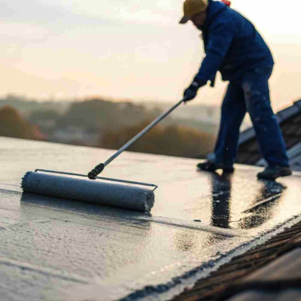 Men doing a coating service on roof